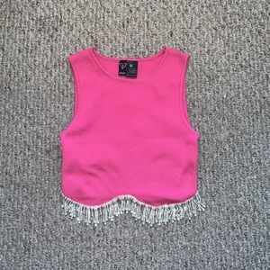 Hot pink crop top with bling in size S!